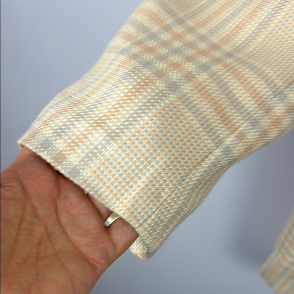 Vintage Virani Cream Plaid 100% Wool Blazer with Windowpane Pattern Size 12 - Picture 6 of 12